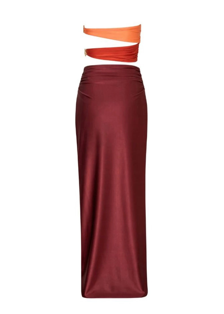 VESTIDO LARGO LADRILLO