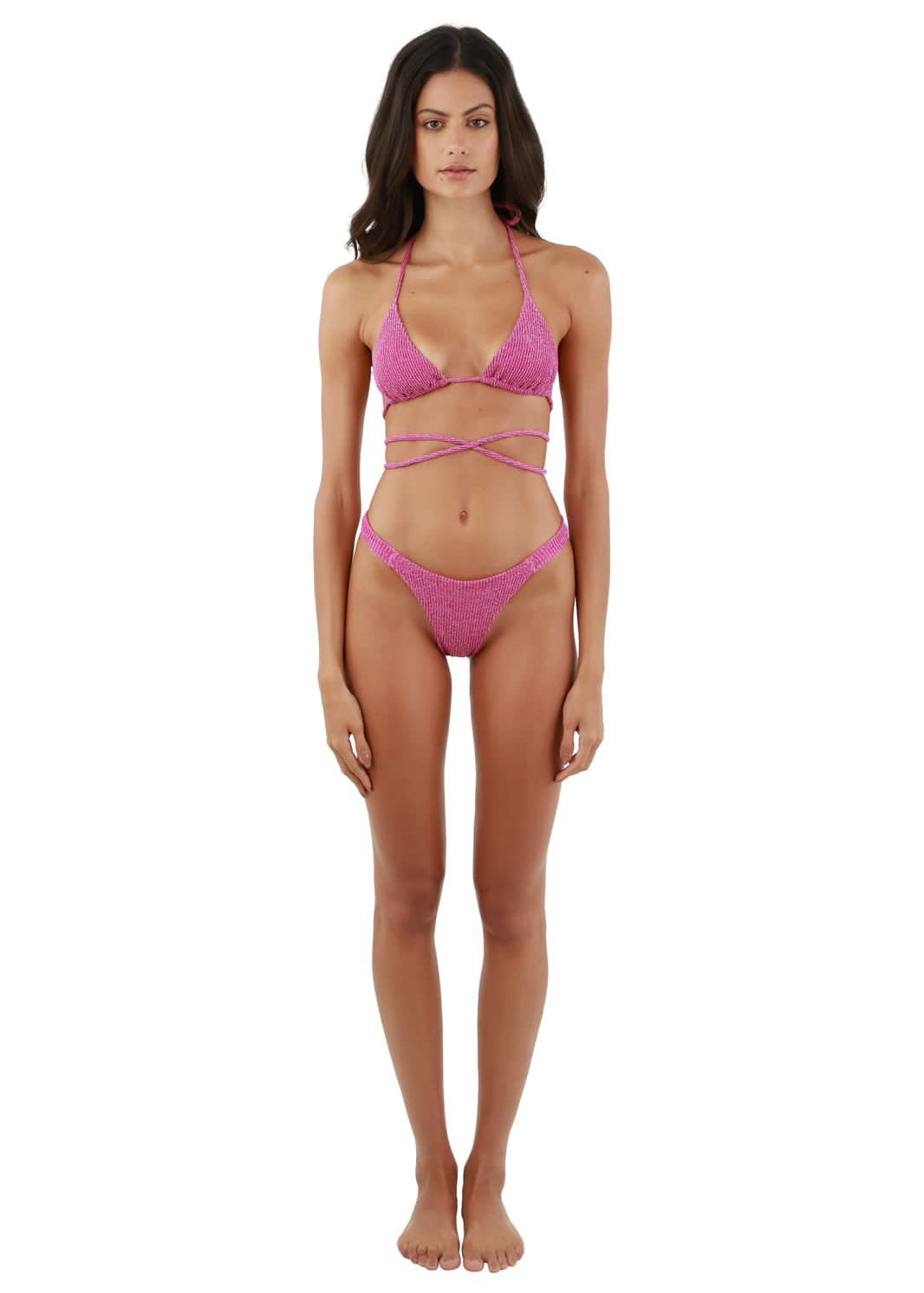 BIKINI BRILLOSO ROSA TRI