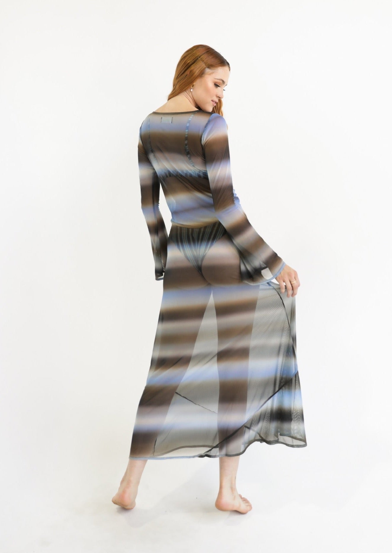 VESTIDO MESH RAYAS