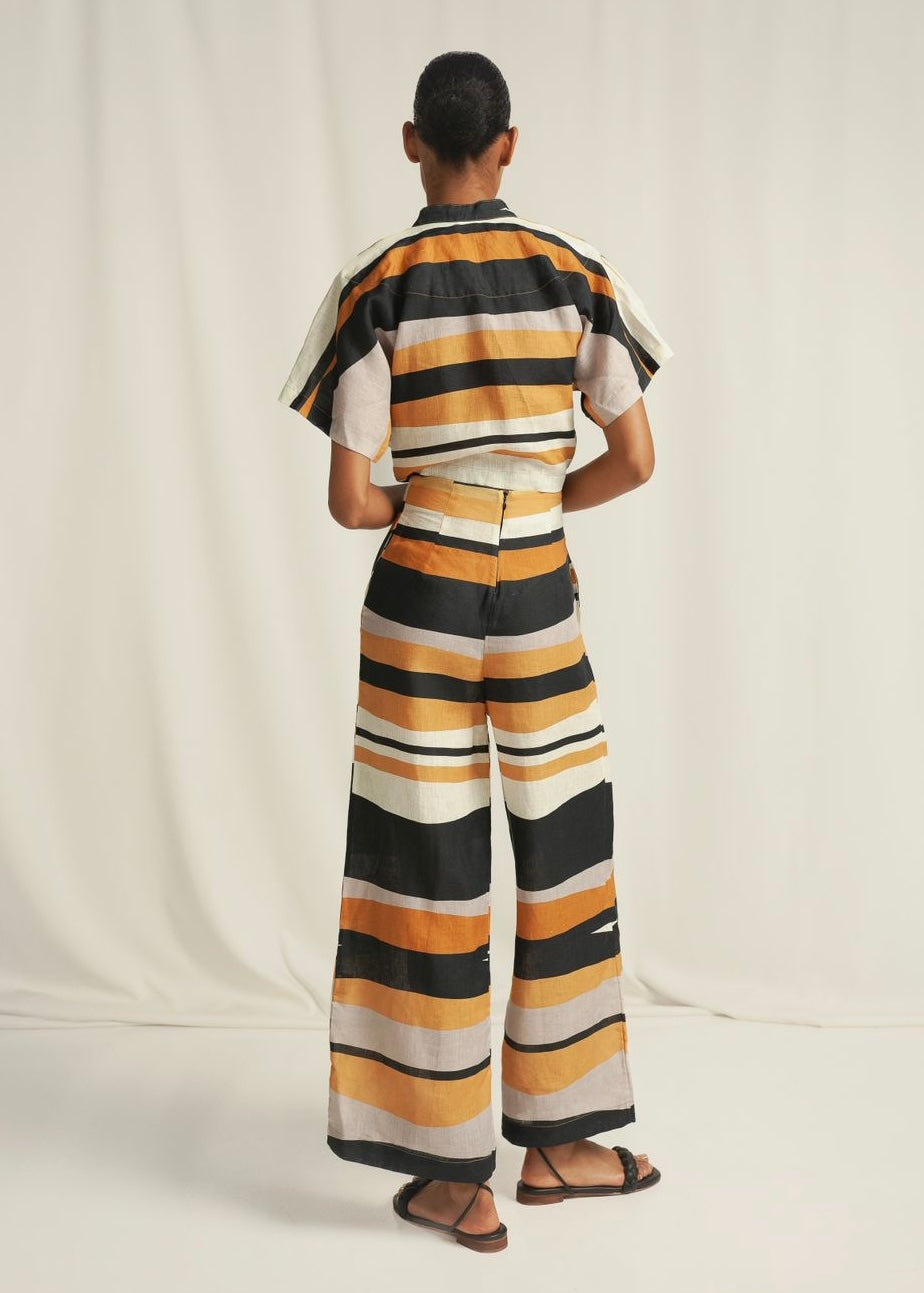 SET RAYADO MOSTAZA BOTONES