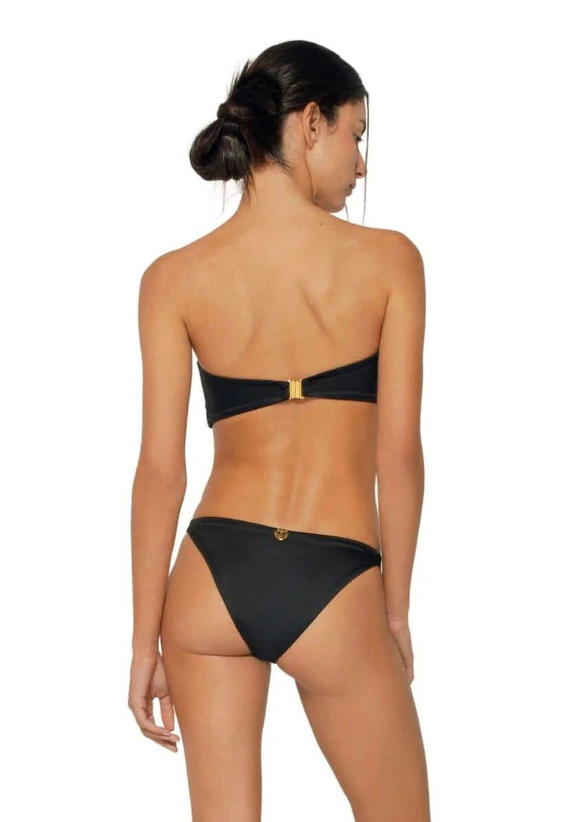 BIKINI STRAPLESS FLOR NEGRO