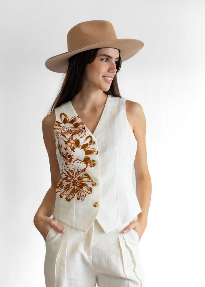 CHALECO BLANCO FLORES