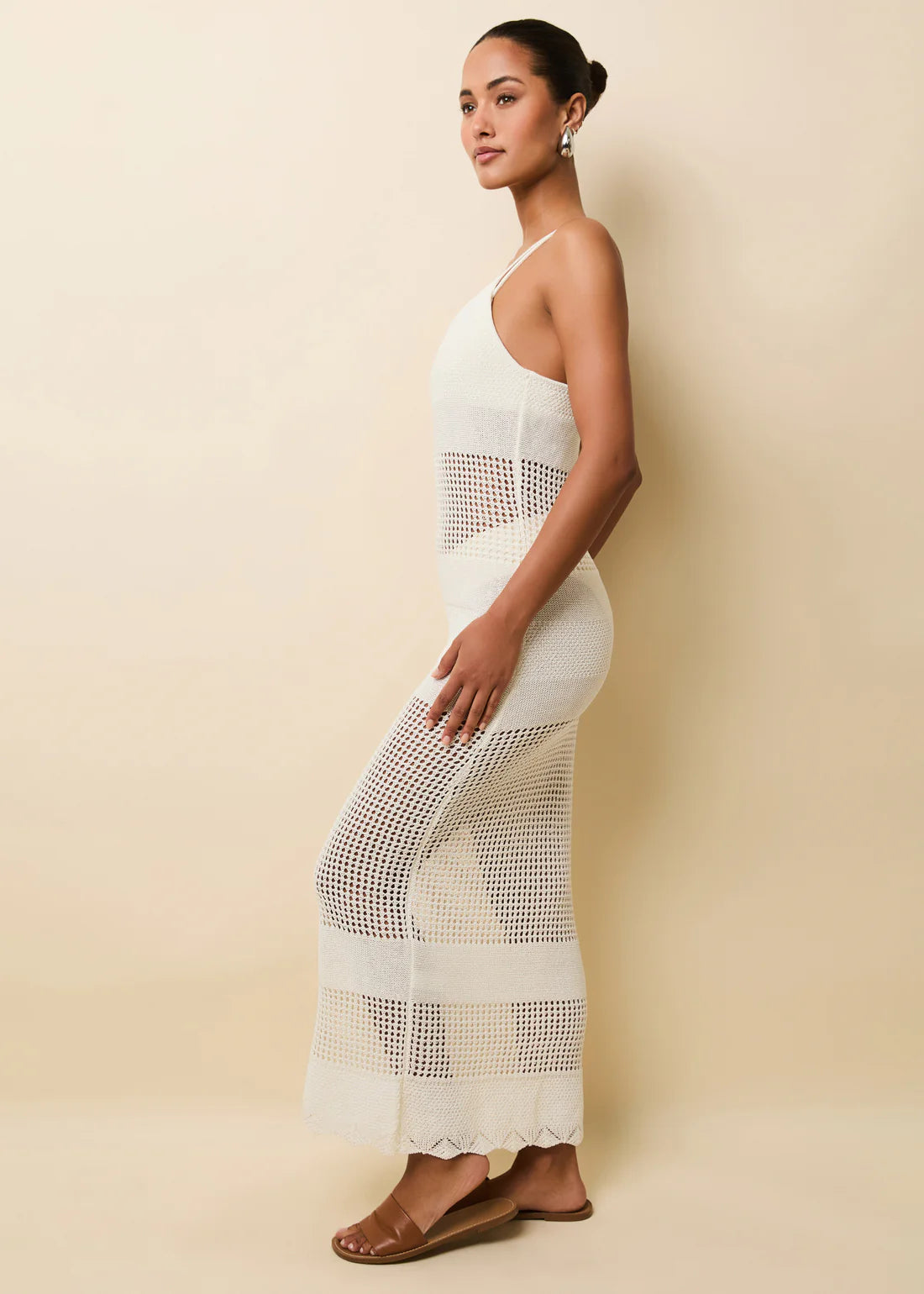 VESTIDO LARGO TEJIDO BLANCO