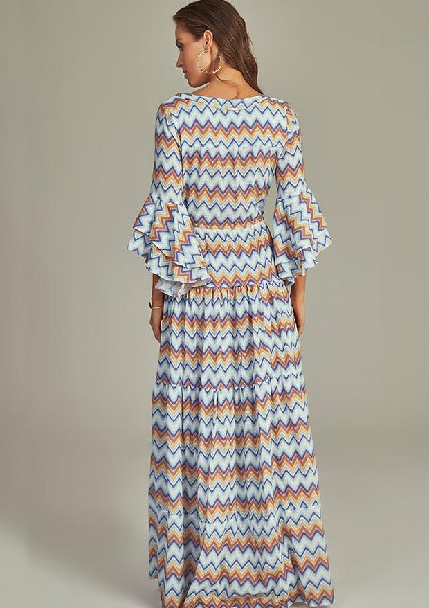 VESTIDO LARGO RAYAS AZUL