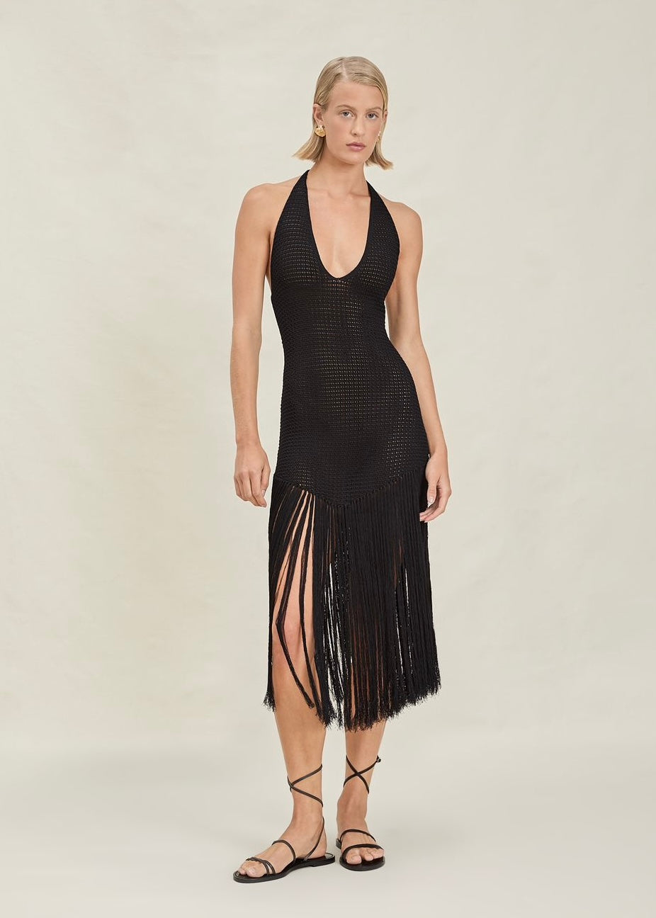 VESTIDO V FLECOS NEGRO