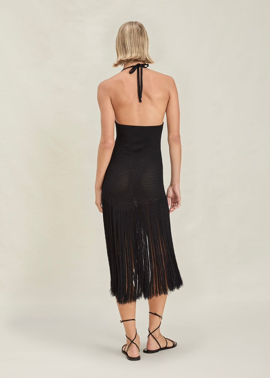 VESTIDO V FLECOS NEGRO