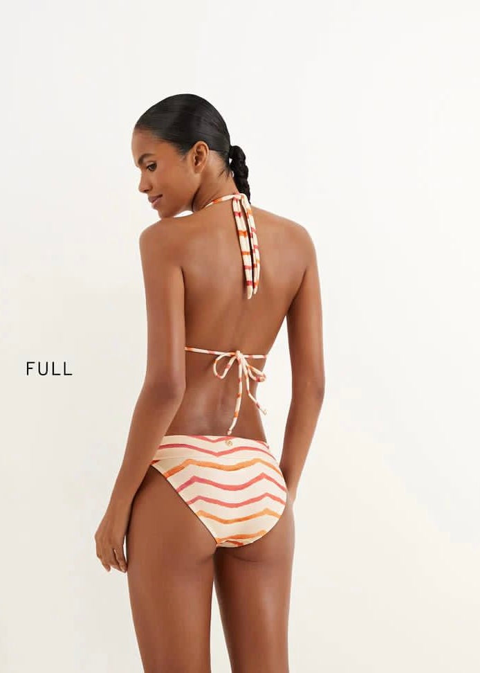 BIKINI BLANCO CON RAYAS NARANJA Y ROSA