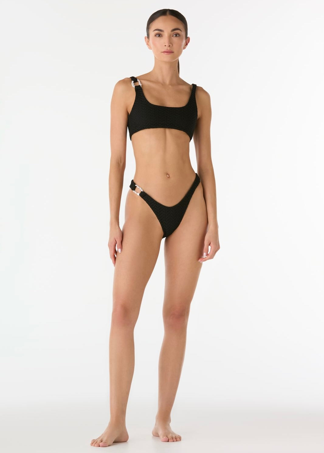 BIKINI CALADO NEGRO PERLAS