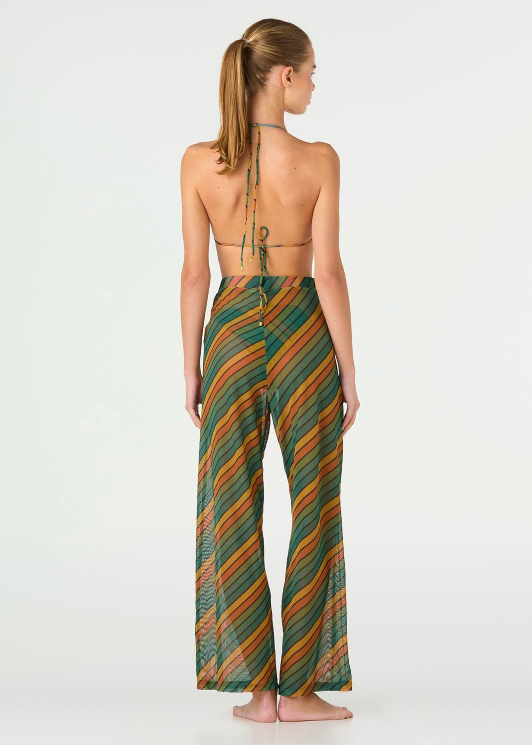 PANTALÓN RAYADO VERDE Y NARANJA