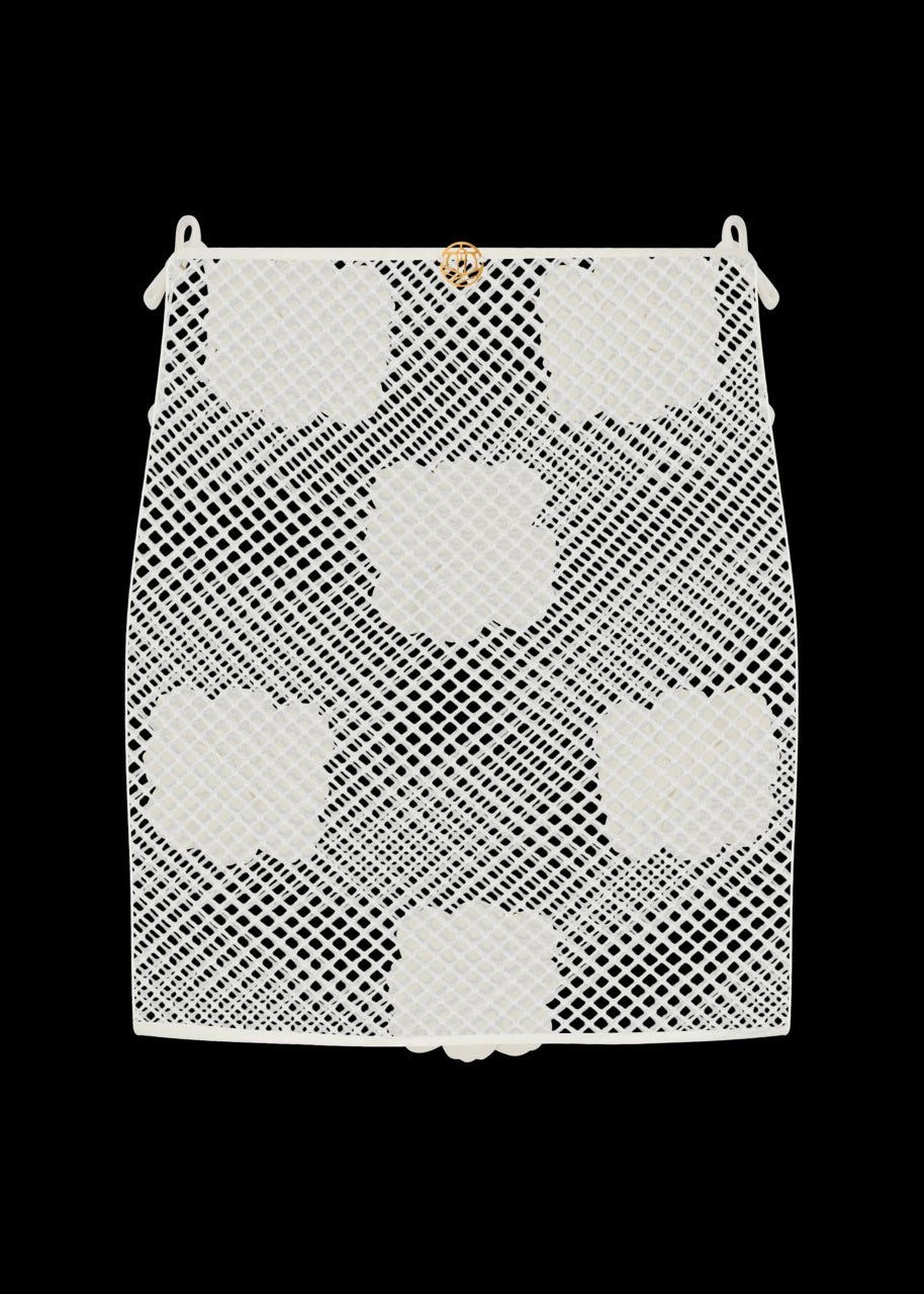 FALDA OFF WHITE CROCHET BORDADA