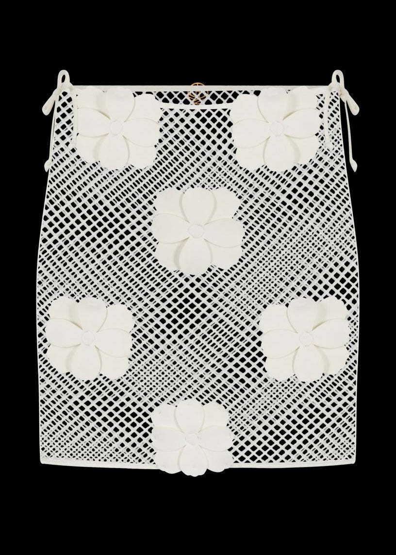 FALDA OFF WHITE CROCHET BORDADA