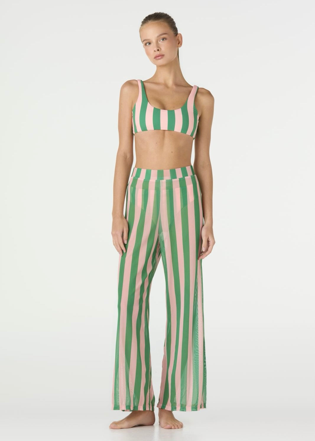 PANTALÓN RAYAS ROSA Y VERDE