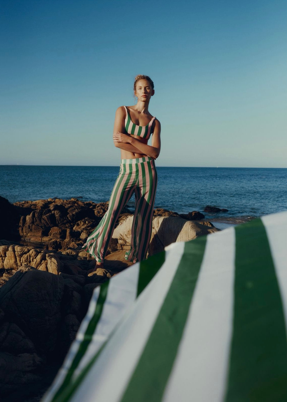 PANTALÓN RAYAS ROSA Y VERDE