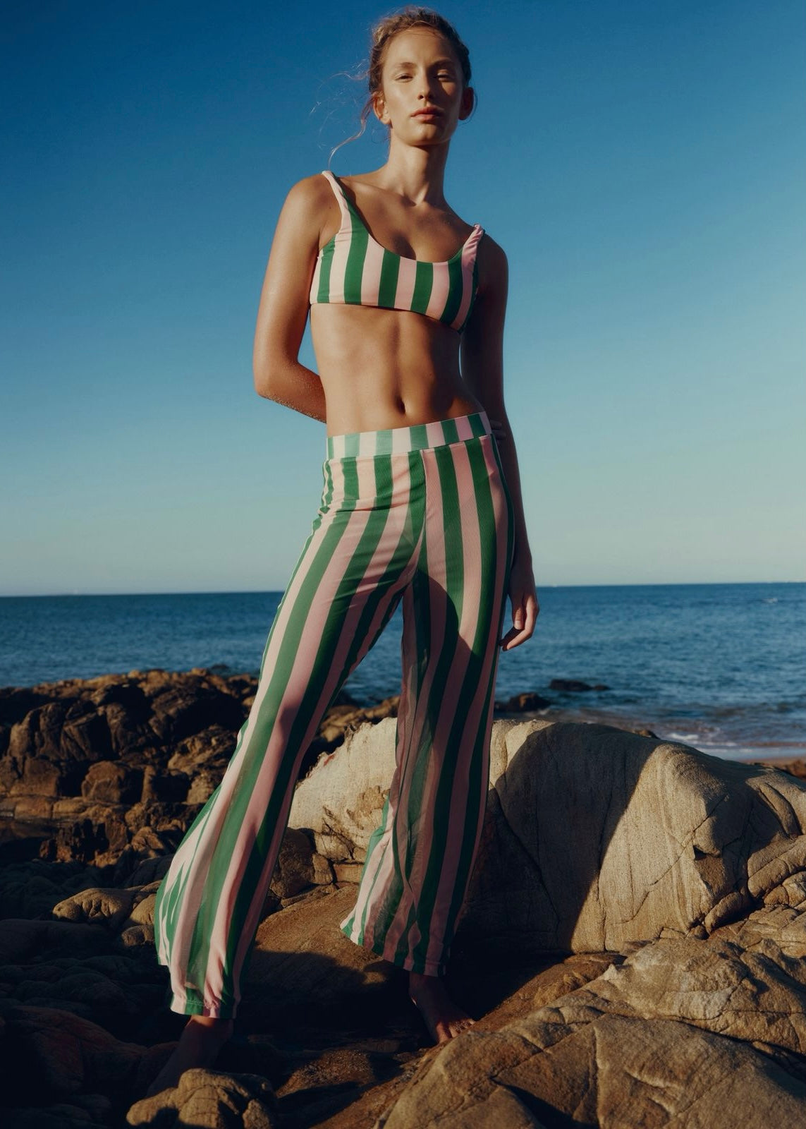 PANTALÓN RAYAS ROSA Y VERDE