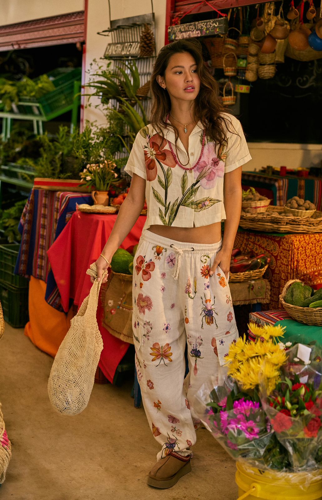 SET BLANCO CON FLORES