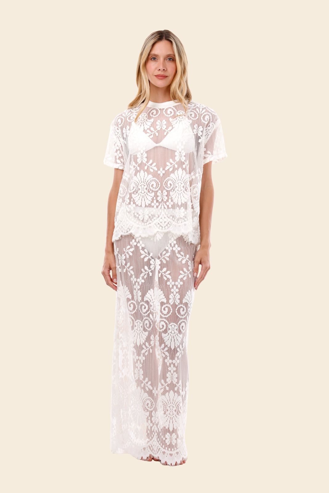 FALDA DE ENCAJE OFF WHITE