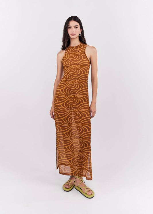 VESTIDO LARGO SUAVE OCRE