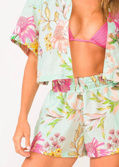 SET AZUL CON FLORES