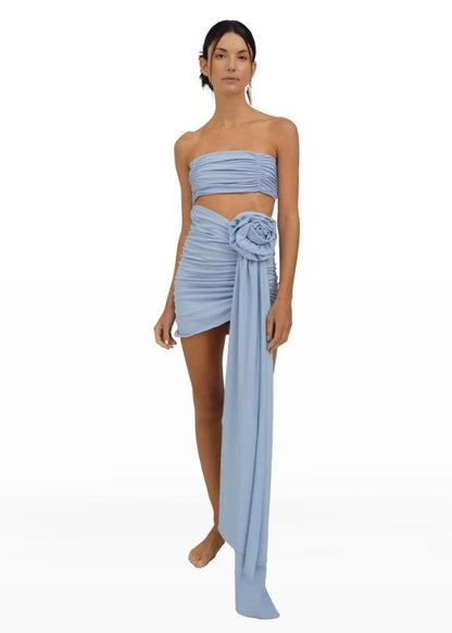 VESTIDO CORTO AZUL FLOR