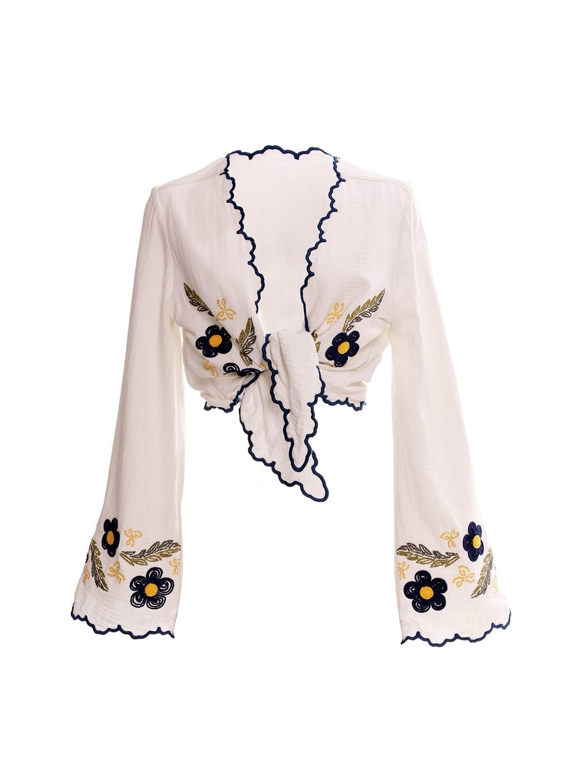 SET BLANCO CON DETALLES AZULES Y FLORES