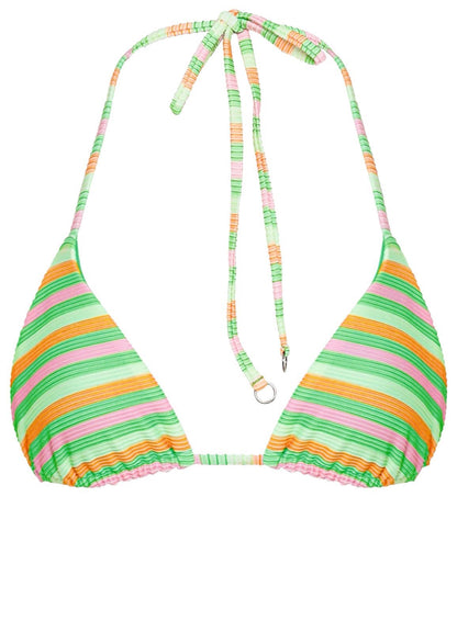 BIKINI CON RAYAS NARANJA, VERDE Y ROSA