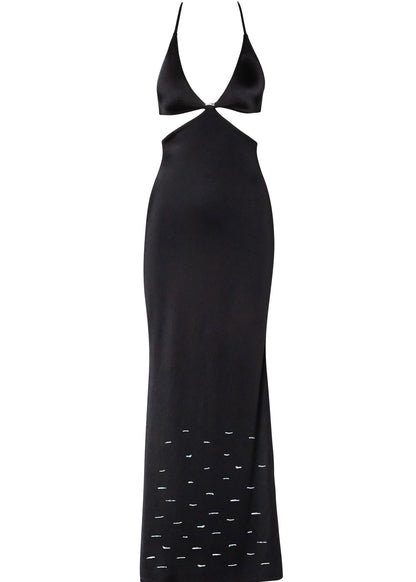 VESTIDO NEGRO LARGO ESCOTADO
