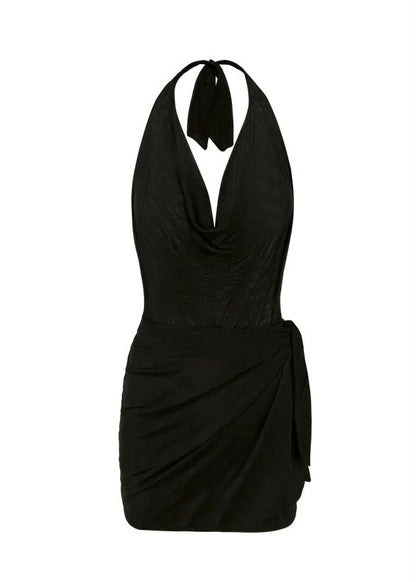VESTIDO NEGRO CORTO CON AMARRE