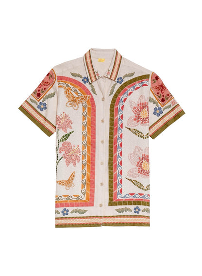 SET OF WHITE CON FLORES TIPO MOSAICO ROSAS