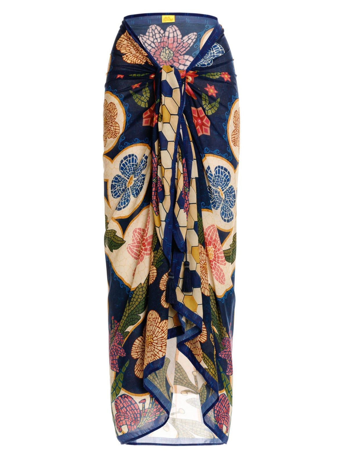 PAREO AZUL MARINO CON FLORES