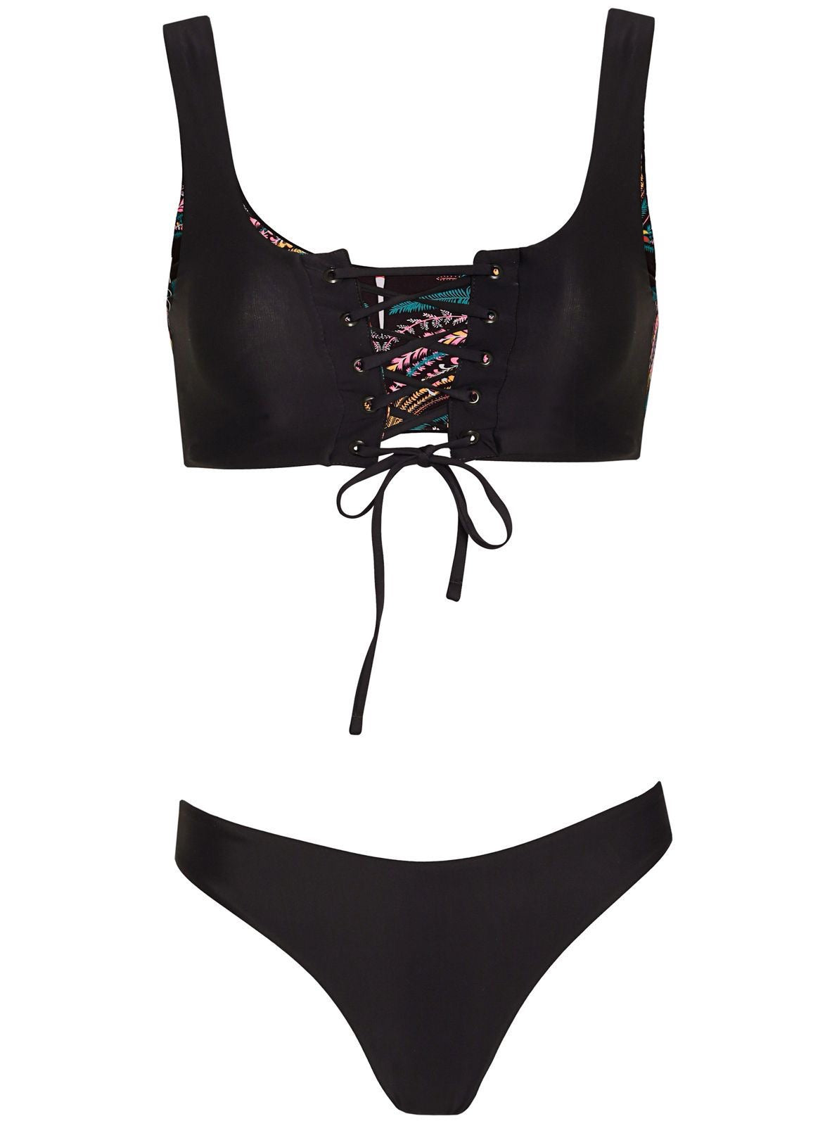 BIKINI NEGRO CON AGUJETAS REVERSIBLE