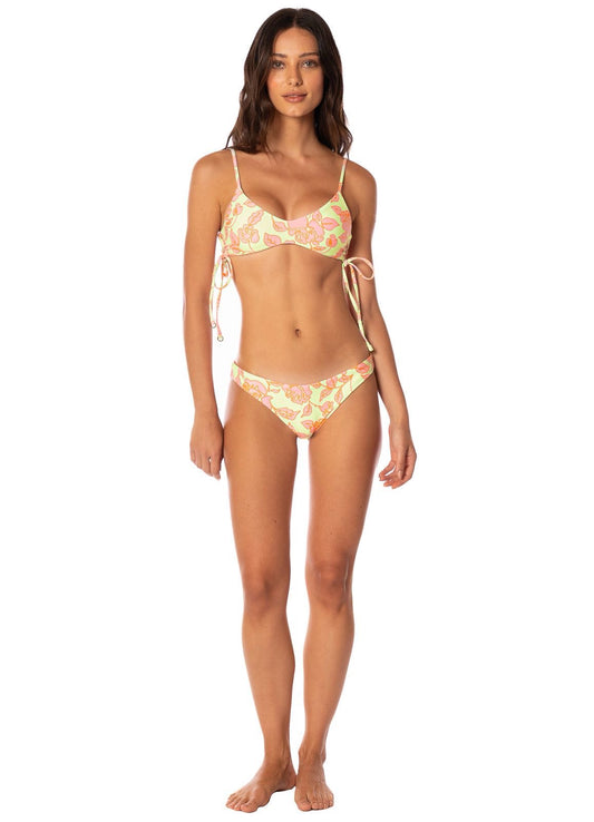 BIKINI AMARILLO CLARO CON FLORES ROSAS