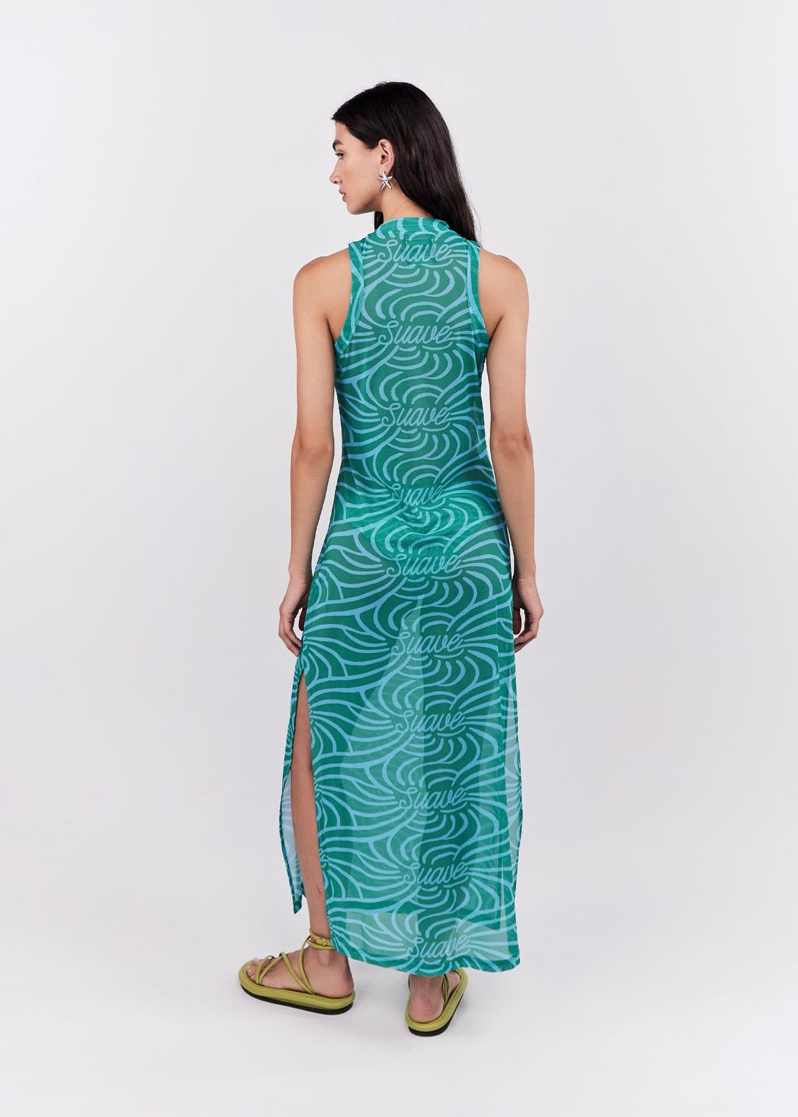 VESTIDO LARGO SUAVE TURQUESA