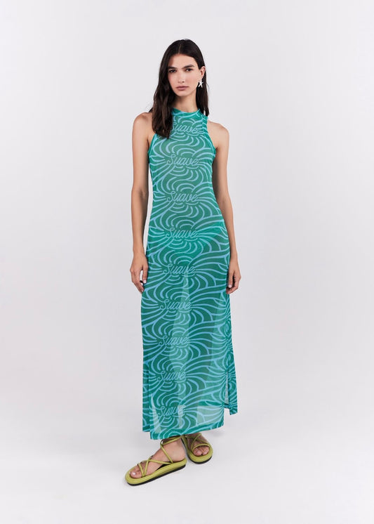 VESTIDO LARGO SUAVE TURQUESA