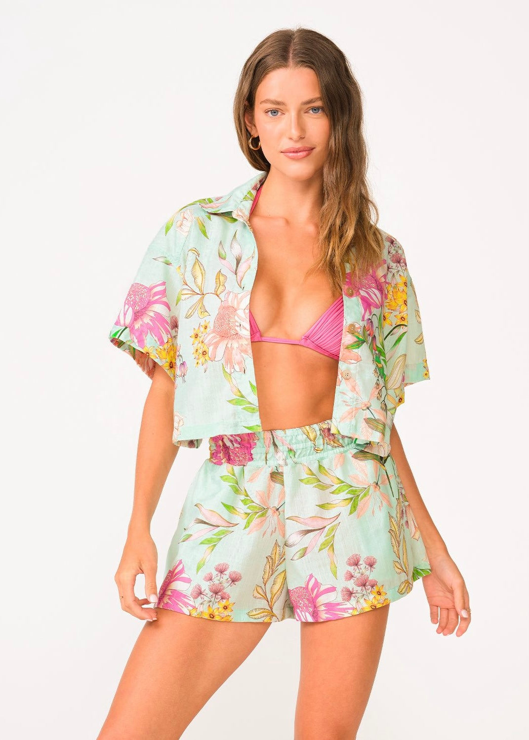 SET AZUL CON FLORES