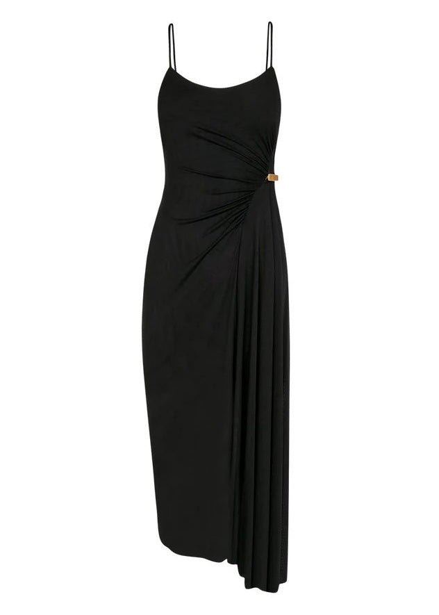 VESTIDO NEGRO LARGO CON DETALLE
