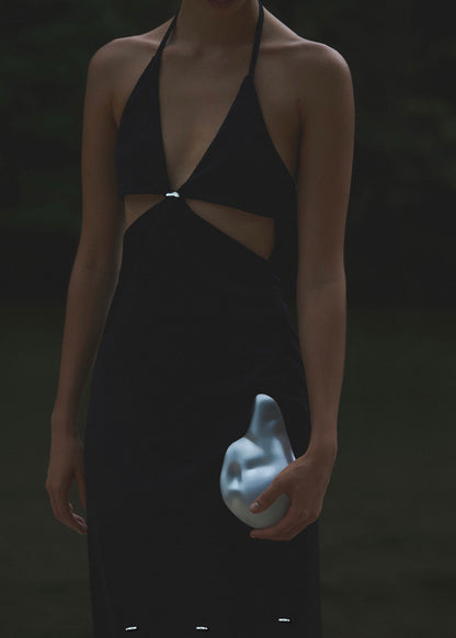 VESTIDO NEGRO LARGO ESCOTADO