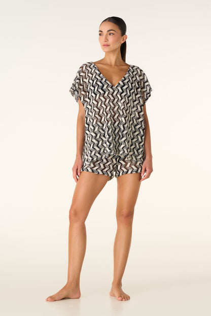 SET PONCHO CON SHORT ZIG ZAG