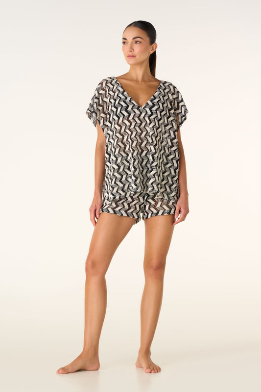 SET PONCHO CON SHORT ZIG ZAG