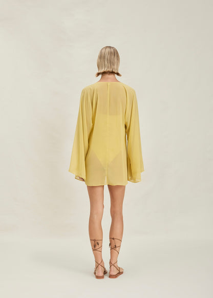 VESTIDO CORTO AMARILLO CON DETALLES