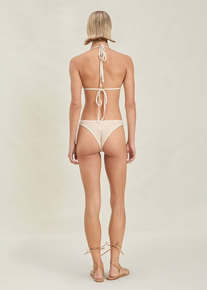 BIKINI TEJIDO BEIGE CON FLOR
