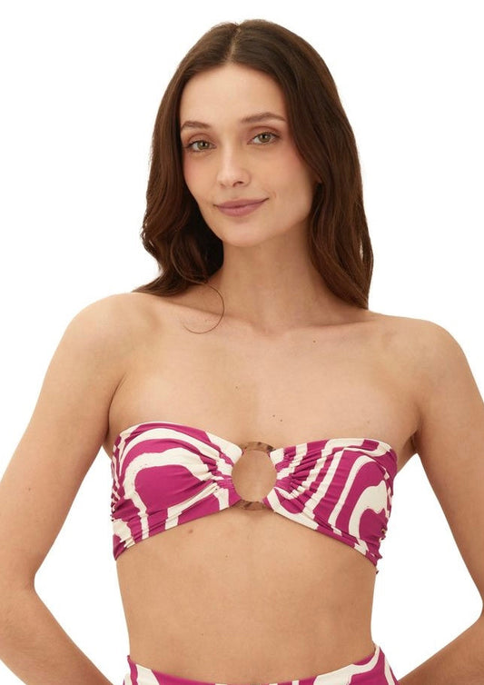 BIKINI ROSA Y BLANCO STRAPLESS ARGOLLA