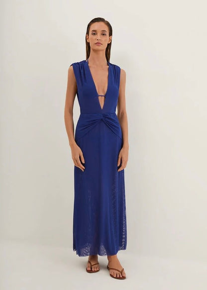VESTIDO LARGO AZUL REY