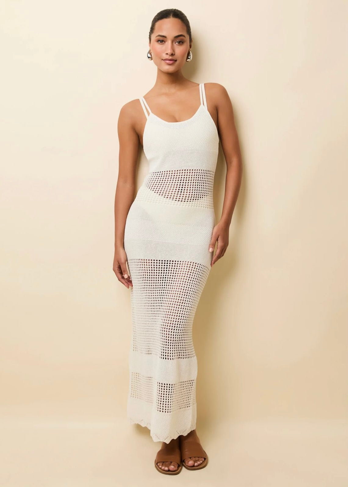 VESTIDO LARGO TEJIDO BLANCO