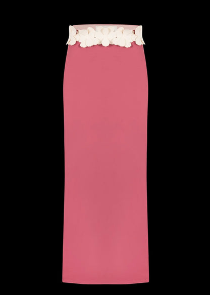 FALDA ROSA CON FLORES