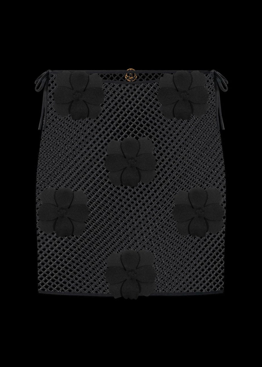 FALDA NEGRA CROCHET BORDADA