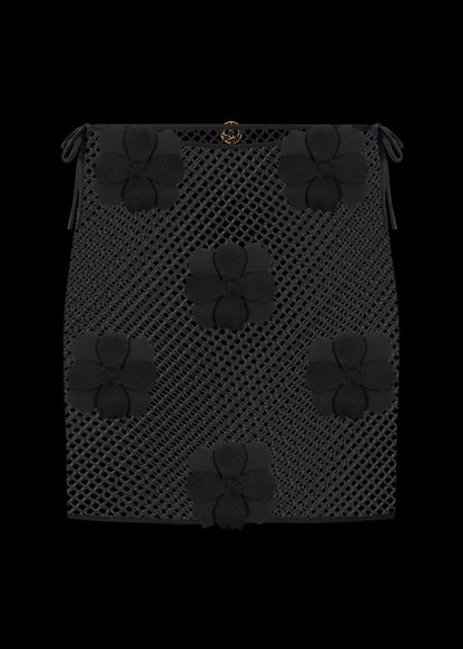 FALDA NEGRA CROCHET BORDADA