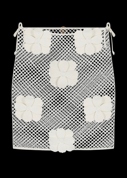 FALDA OFF WHITE CROCHET BORDADA