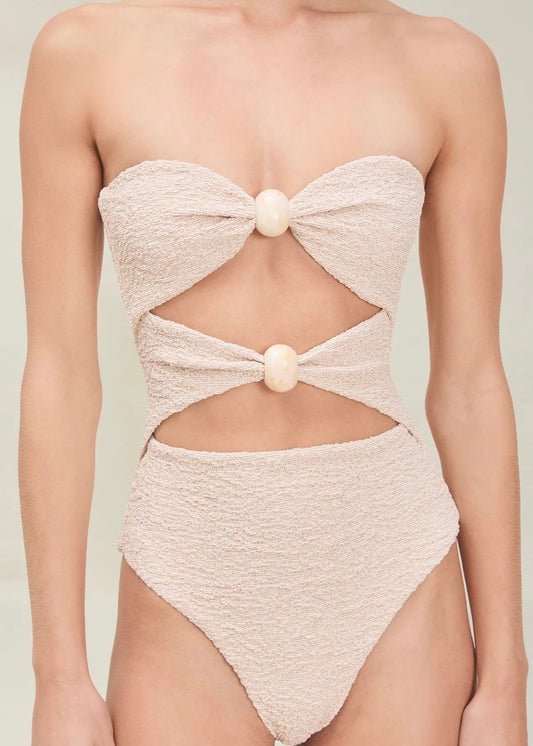 ONE PIECE BEIGE ESCOTADO