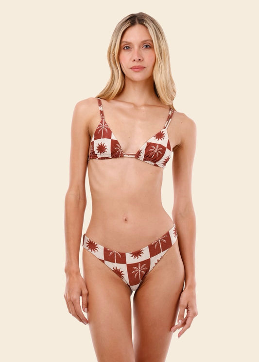 BIKINI CUADROS CAFÉ CON BLANCO