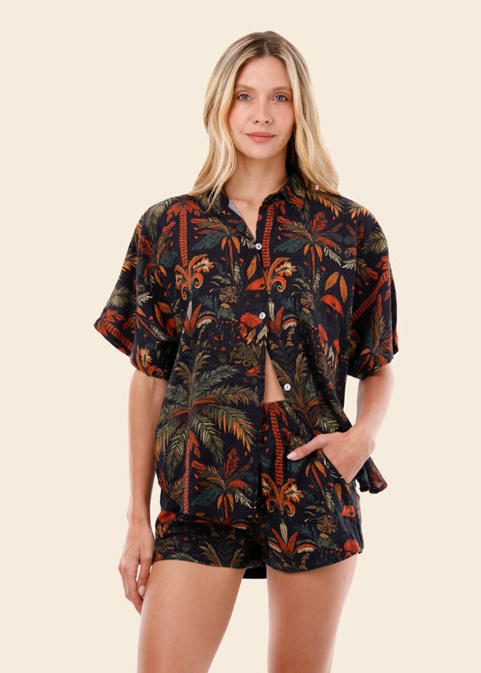 SET NEGRO CON PALMERAS VERDE